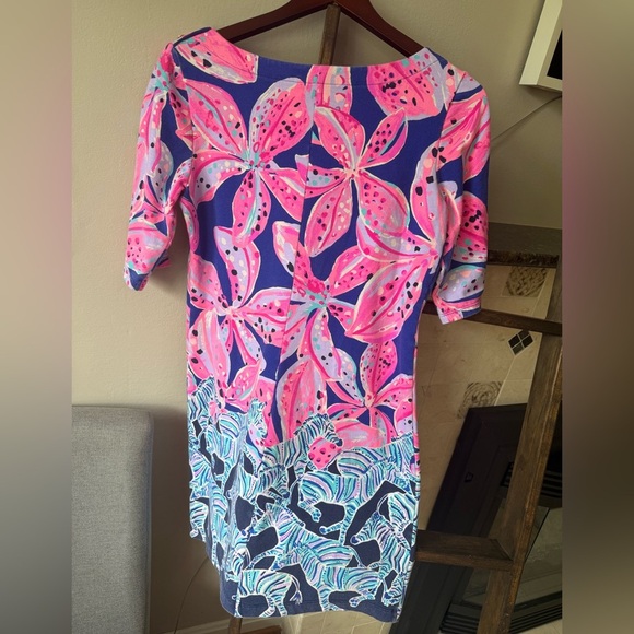 Lilly Pulitzer Lilah Dress in Wild Child Zebra Purple Pink Floral, Large - Picture 7 of 7